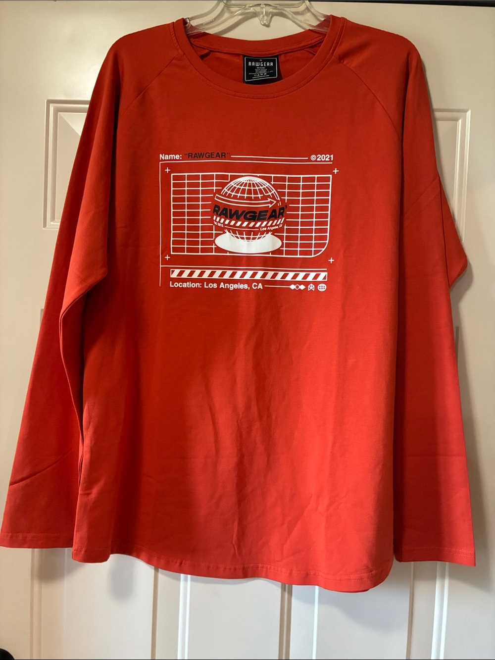 NWT Medium Rawgear Los Angeles 2021 Long Sleeve Graphic Tee Brick Orange (ABBA)